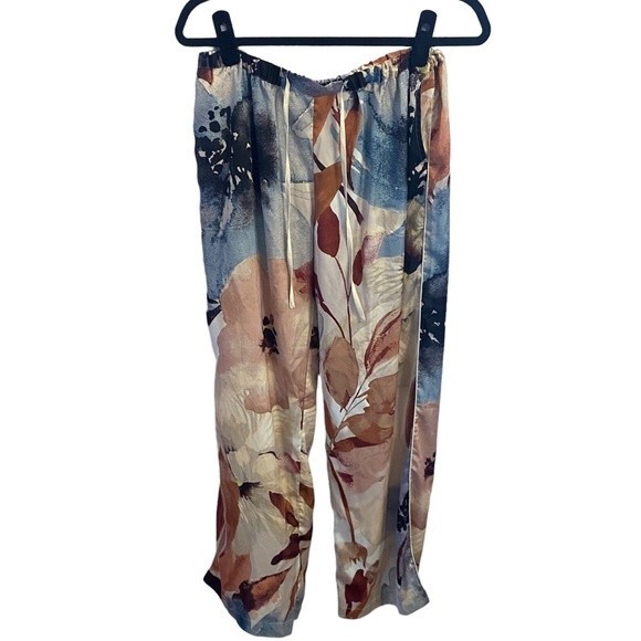 Soma‎ Sensual Satin Pajama Lounge Pants Size XS Watercolor Pattern Floral - Picture 2 of 6
